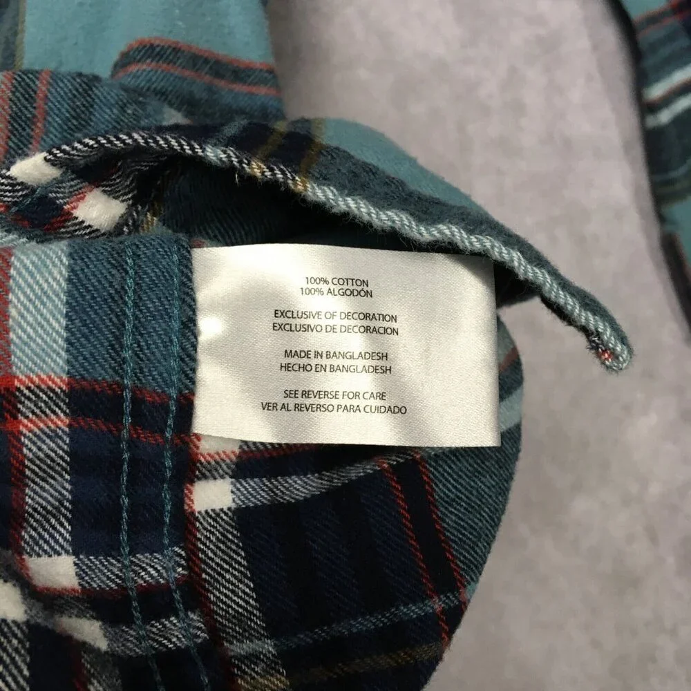 Eddie Bauer Mens Plaid Flannel‎ Shirt size XXL Long Sleeve Button Up Pocket Blue